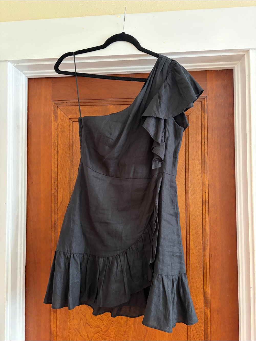Banana Republic Black One-Shoulder Ruffle Dress